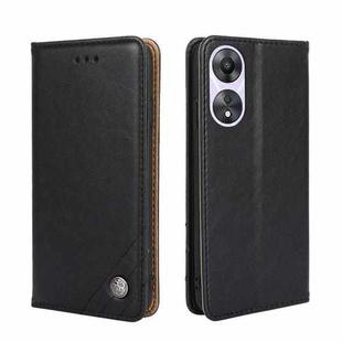 For OPPO A58 5G Non-Magnetic Retro Texture Flip Leather Phone Case(Black)