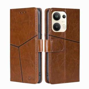 For OPPO Reno9 Pro+ 5G Geometric Stitching Horizontal Flip Leather Phone Case(Light Brown)