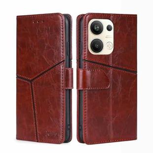 For OPPO Reno9 Pro+ 5G Geometric Stitching Horizontal Flip Leather Phone Case(Dark Brown)