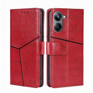 For Realme 10 Pro 5G Geometric Stitching Horizontal Flip Leather Phone Case(Red)