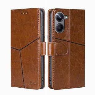 For Realme 10 Pro 5G Geometric Stitching Horizontal Flip Leather Phone Case(Light Brown)