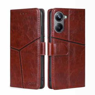 For Realme 10 Pro 5G Geometric Stitching Horizontal Flip Leather Phone Case(Dark Brown)