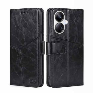 For Realme 10 Pro+ 5G Geometric Stitching Horizontal Flip Leather Phone Case(Black)