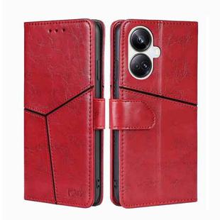 For Realme 10 Pro+ 5G Geometric Stitching Horizontal Flip Leather Phone Case(Red)