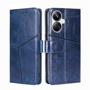 For Realme 10 Pro+ 5G Geometric Stitching Horizontal Flip Leather Phone Case(Blue)