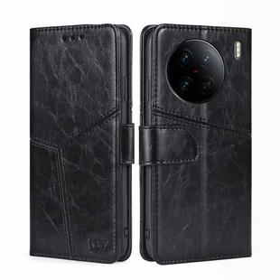 For vivo X90 Pro 5G Geometric Stitching Horizontal Flip Leather Phone Case(Black)