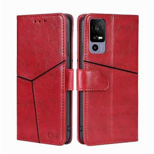 For TCL 40R 5G Geometric Stitching Horizontal Flip Leather Phone Case(Red)