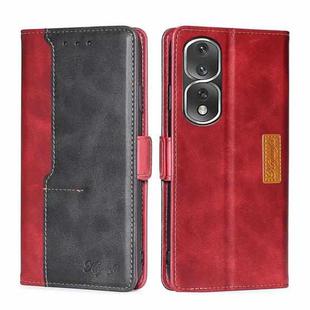 For Honor 80 Pro Contrast Color Side Buckle Leather Phone Case(Red+Black)