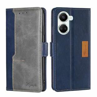 For Huawei nova 10 SE Contrast Color Side Buckle Leather Phone Case(Blue+Grey)