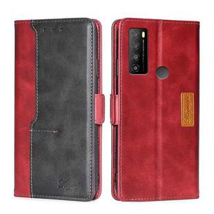 For TCL 30XL 2022 Contrast Color Side Buckle Leather Phone Case(Red+Black)