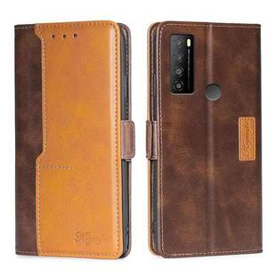 For TCL 30XL 2022 Contrast Color Side Buckle Leather Phone Case(Dark Brown+Gold)