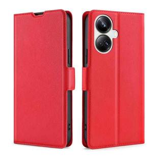 For Realme 10 Pro+ 5G Ultra-thin Voltage Side Buckle Horizontal Flip Leather Phone Case(Red)