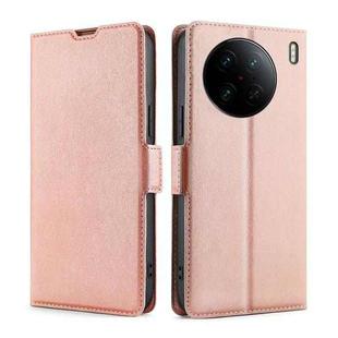 For vivo X90 Pro 5G Ultra-thin Voltage Side Buckle Horizontal Flip Leather Phone Case(Rose Gold)