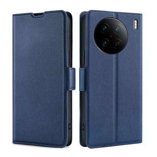 For vivo X90 Pro 5G Ultra-thin Voltage Side Buckle Horizontal Flip Leather Phone Case(Blue)