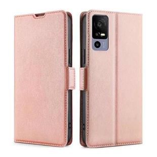 For TCL 40R 5G Ultra-thin Voltage Side Buckle Horizontal Flip Leather Phone Case(Rose Gold)