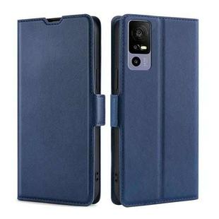 For TCL 40R 5G Ultra-thin Voltage Side Buckle Horizontal Flip Leather Phone Case(Blue)