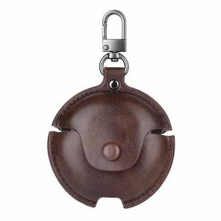 For Huawei FreeBuds 4i / 5i Business Leather Earphone Protective Case with Hook(Dark Brown)