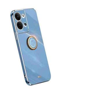 For OPPO Reno9 Pro+ XINLI Straight Edge 6D Electroplate TPU Phone Case with Ring Holder(Celestial Blue)