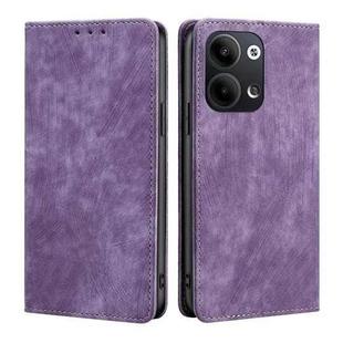 For OPPO Reno9 5G / Reno9 Pro 5G RFID Anti-theft Brush Magnetic Leather Phone Case(Purple)