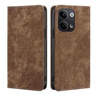 For OPPO Reno9 5G / Reno9 Pro 5G RFID Anti-theft Brush Magnetic Leather Phone Case(Brown)