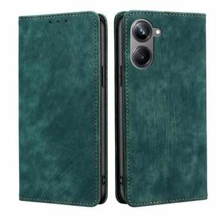 For Realme 10 Pro 5G RFID Anti-theft Brush Magnetic Leather Phone Case(Green)