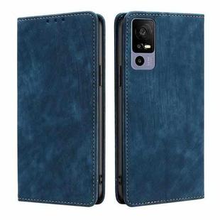 For TCL 40R 5G RFID Anti-theft Brush Magnetic Leather Phone Case(Blue)