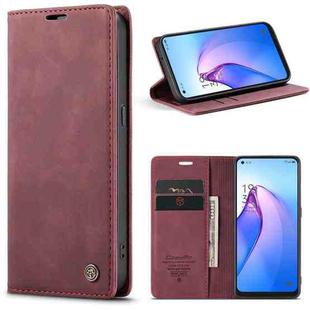 For OPPO Reno8 5G Global CaseMe 013 Multifunctional Horizontal Flip Leather Phone Case(Wine Red)