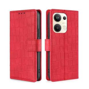 For OPPO Reno9 Pro+ 5G Skin Feel Crocodile Magnetic Clasp Leather Phone Case(Red)