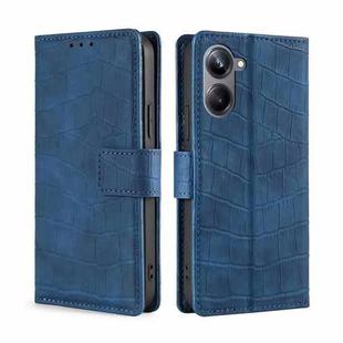 For Realme 10 Pro 5G Skin Feel Crocodile Magnetic Clasp Leather Phone Case(Blue)