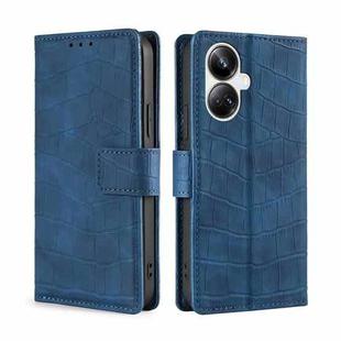 For Realme 10 Pro+ 5G Skin Feel Crocodile Magnetic Clasp Leather Phone Case(Blue)