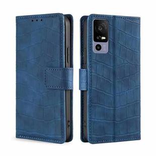 For TCL 40R 5G Skin Feel Crocodile Magnetic Clasp Leather Phone Case(Blue)