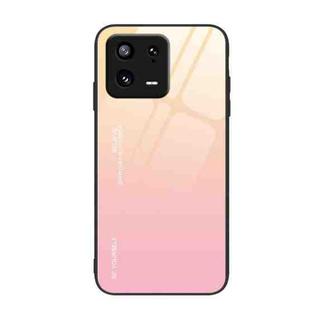 For Xiaomi 13 Pro Gradient Color Glass Phone Case(Yellow Pink)