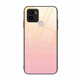 For Xiaomi Redmi A1+ Gradient Color Glass Phone Case(Yellow Pink)