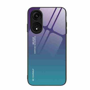 For OPPO A1 Pro Gradient Color Glass Phone Case(Aurora Blue)