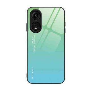 For OPPO A1 Pro Gradient Color Glass Phone Case(Green Cyan)