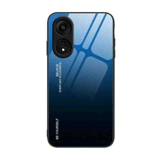 For OPPO A1 Pro Gradient Color Glass Phone Case(Blue Black)