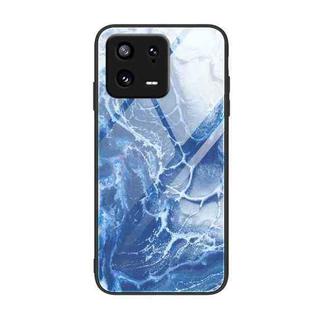 For Xiaomi 13 Marble Pattern Glass Phone Case(Blue Ocean)