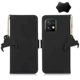 For Motorola Moto X40 Pro Genuine Leather Magnetic RFID Leather Phone Case(Black)