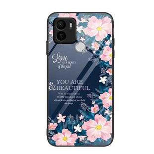 For Xiaomi Redmi A1+ Colorful Painted Glass Phone Case(Flowers)