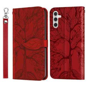 For Samsung Galaxy A54 5G Life Tree Embossing Pattern Leather Phone Case(Red)