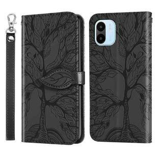 For Xiaomi Redmi A1 Life Tree Embossing Pattern Leather Phone Case(Black)