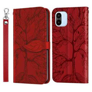 For Xiaomi Redmi A1 Life Tree Embossing Pattern Leather Phone Case(Red)
