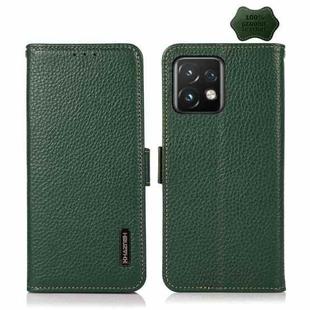 For Motorola Moto X40 Pro KHAZNEH Side-Magnetic Litchi Genuine Leather RFID Phone Case(Green)