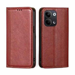 For OPPO Reno9 5G / Reno9 Pro 5G Grid Texture Magnetic Flip Leather Phone Case(Red)