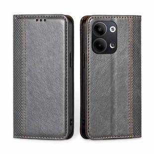 For OPPO Reno9 5G / Reno9 Pro 5G Grid Texture Magnetic Flip Leather Phone Case(Grey)