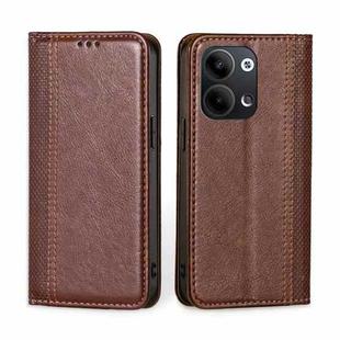 For OPPO Reno9 5G / Reno9 Pro 5G Grid Texture Magnetic Flip Leather Phone Case(Brown)