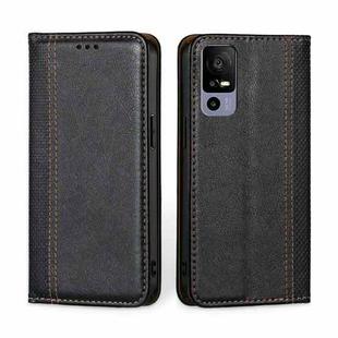 For TCL 40R 5G Grid Texture Magnetic Flip Leather Phone Case(Black)