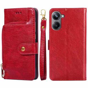 For Realme 10 Pro 5G Zipper Bag Leather Phone Case(Red)