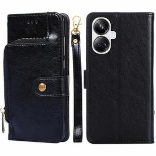 For Realme 10 Pro+ 5G Zipper Bag Leather Phone Case(Black)