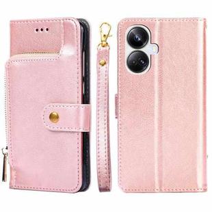 For Realme 10 Pro+ 5G Zipper Bag Leather Phone Case(Rose Gold)